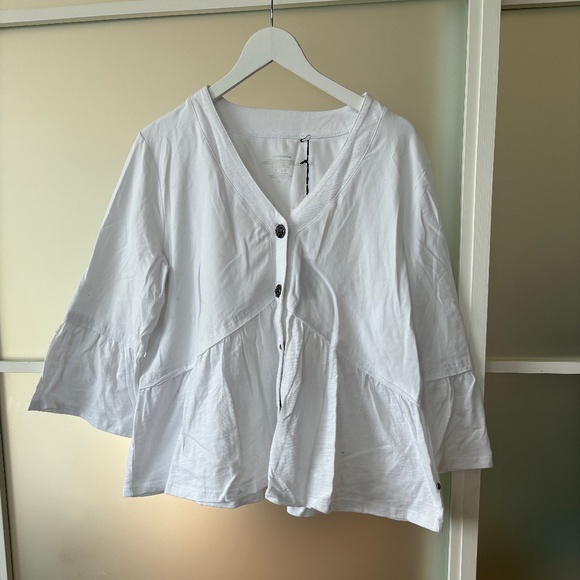 Neon Buddha 'Entranced'  button front jacket with peplum NWT  detail White XL - Picture 1 of 5